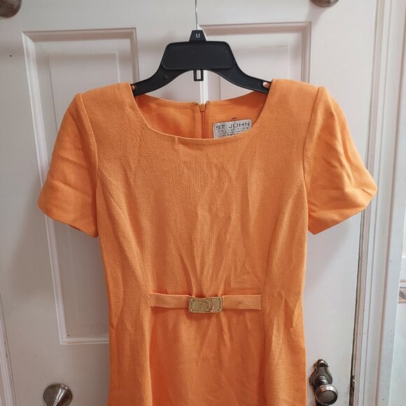 St. John Tangerine  Orange Tweed Dress - Picture 3 of 9